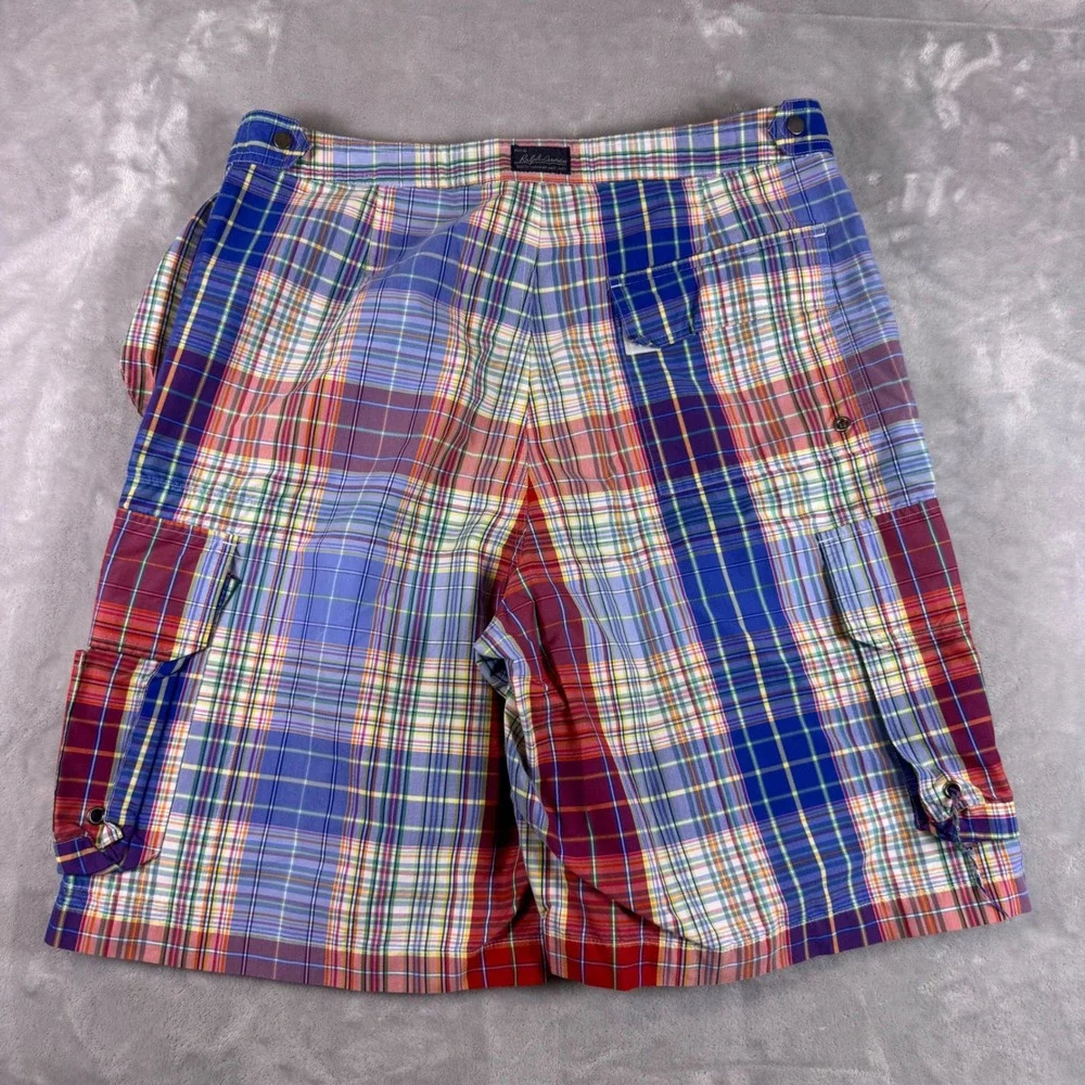 Polo Ralph Lauren Mens Plaid Cargo Board Shorts Multicolor Swim Trunks‎ Size 33